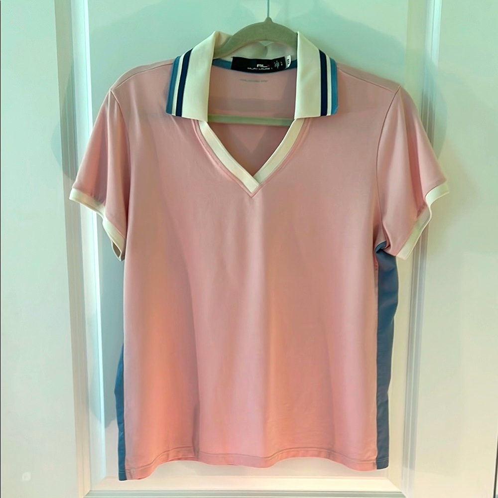 Pink V-Neck Polo Shirt